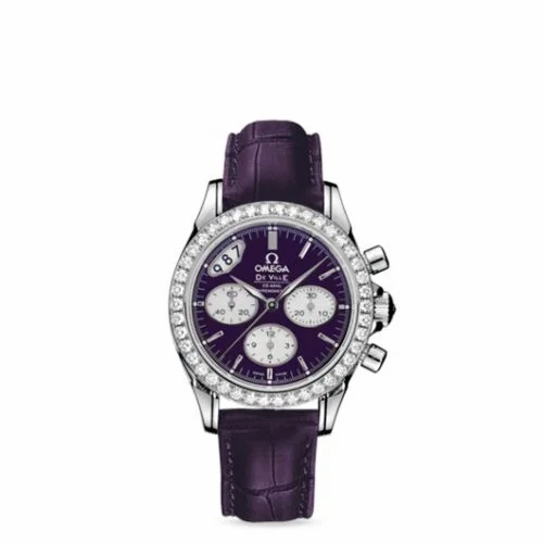 Omega De Ville Co-Axial 35 Chronograph Stainless Steel Diamond / Purple / Strap 422.18.35.50.10.001 (42218355010001)